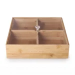 Danny Home 4-Compartment Square Bamboo Snack Box with Transparent Lid 23cm - 2501-10