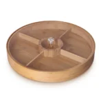 Danny Home 5-Compartment Round Bamboo Snack Box with Transparent Lid 30cm - 2501-07