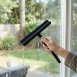 Premium 21x19cm Stainless Steel and Silicone Bathroom Squeegee with Non-Slip Handle and Streak-Free Blade (DH4196-BLACK) - Image 2