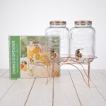 Dual 4L Glass Beverage Drinks Dispenser Set with Leak-Proof Rose Gold Taps, Screw Lids, and Elevated Wire Iron Stand - WTJ12 - Image 3