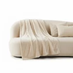 Premium 130x160cm Heavyweight Flannel Plush Throw Blanket – 350GSM Cream Beige Microfiber Fleece Sofa Blanket (Model BL08-1F)