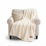 Premium 150x200cm Heavyweight Flannel Plush Throw Blanket – 350GSM Cream Beige Microfiber Fleece Bed Blanket (Model BL08-2F)