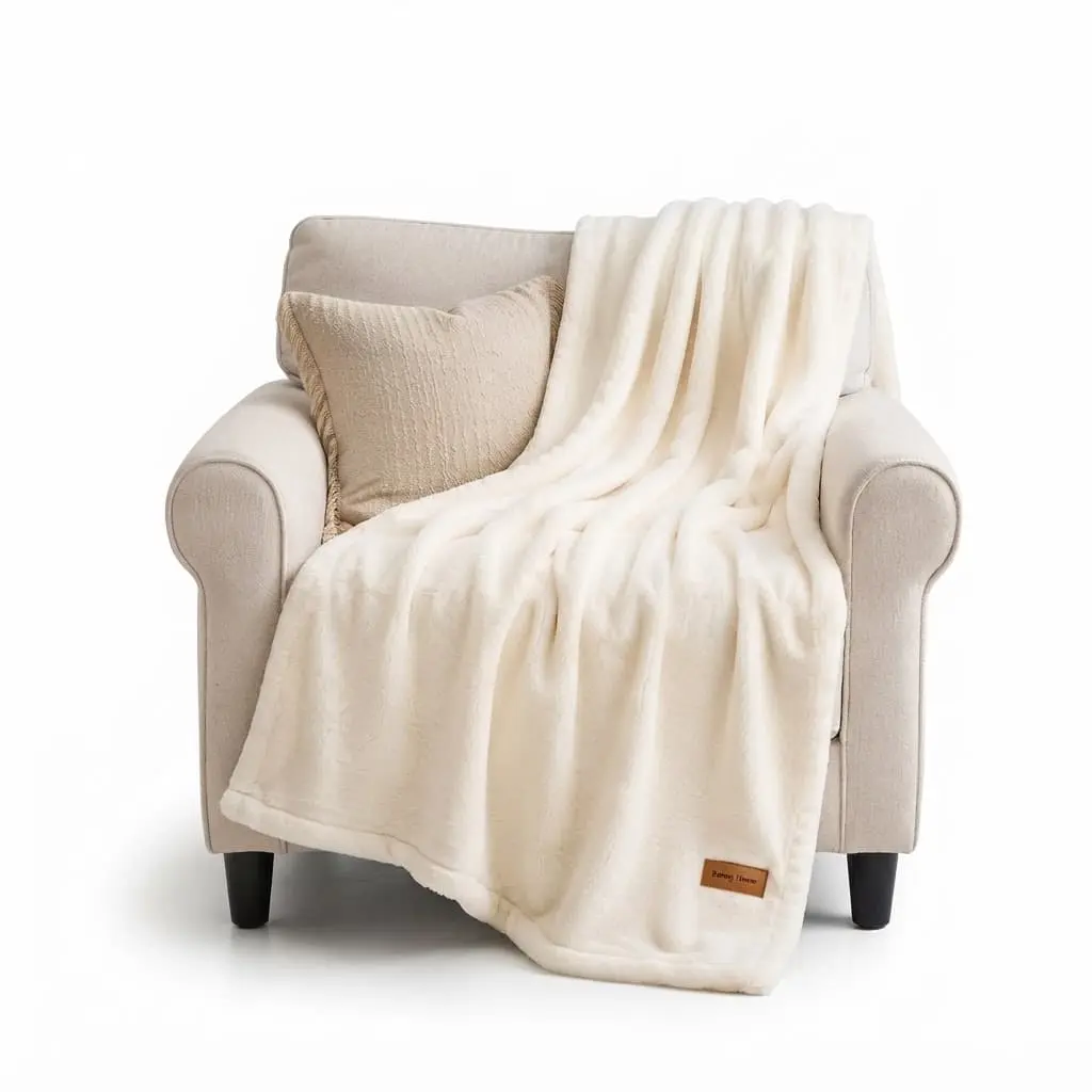 Blanket-beige-150200cm-350GSM-Flannel-Plush_Houseware_11438_3.webp Premium 150x200cm Heavyweight Flannel Plush Throw Blanket – 350GSM Cream Beige Microfiber Fleece Bed Blanket (Model BL08-2F) - Image 1