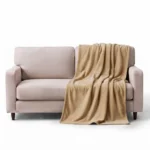 Premium 220x200cm Heavyweight Flannel Plush Throw Blanket – 350GSM Camel Microfiber Fleece King Bed Blanket (Model BL08-3D)