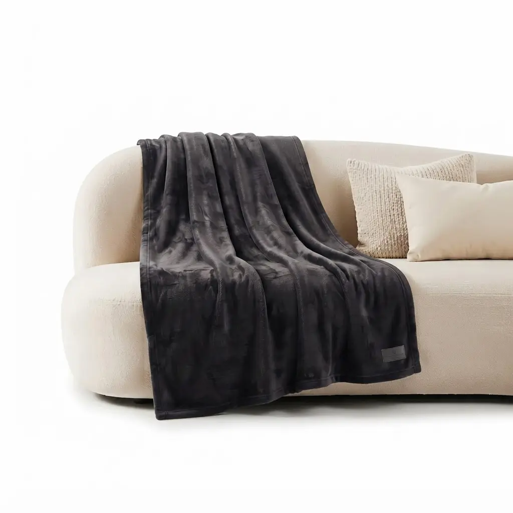 Blanket-dark-gray-130160cm-350GSM-Flannel-Plush_Houseware_11431_3.webp Premium 130x160cm Heavyweight Flannel Plush Throw Blanket – 350GSM Deep Comfort Microfiber Fleece Sofa Blanket (Model BL08-1E) - Image 1