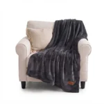 Premium 150x200cm Heavyweight Flannel Plush Throw Blanket – 350GSM Charcoal Dark Gray Microfiber Fleece Bed Blanket (Model BL08-2E)