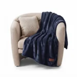 Premium 150x200cm Heavyweight Flannel Plush Throw Blanket – 350GSM Navy Blue Microfiber Fleece Bed Blanket (Model BL08-2B)