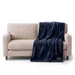 Premium 220x200cm Heavyweight Flannel Plush Throw Blanket – 350GSM Navy Blue Microfiber Fleece King Bed Blanket (Model BL08-3B)