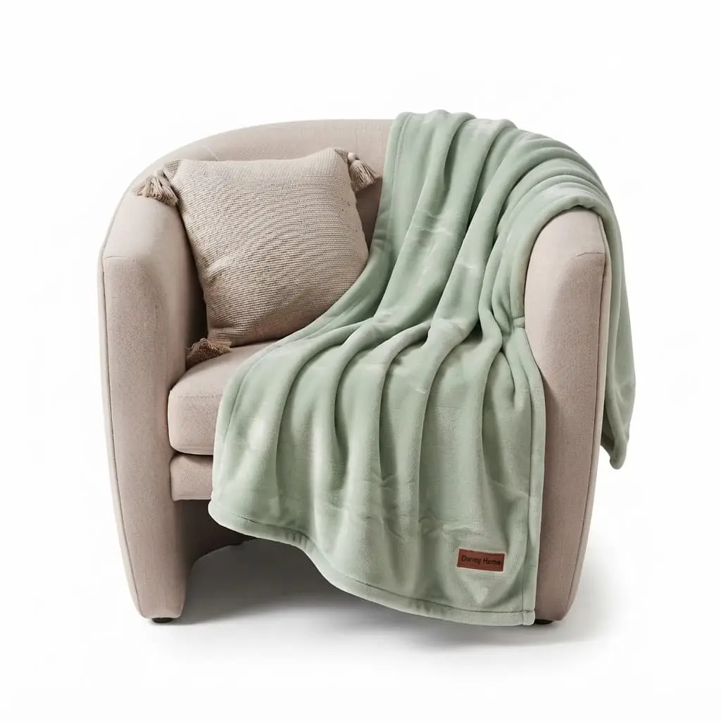 Blanket-pale-green-150200cm-350GSM-Flannel-Plush_Houseware_11433_3.webp Premium 150x200cm Heavyweight Flannel Plush Throw Blanket – 350GSM Pale Green Microfiber Fleece Bed Blanket (Model BL08-2A) - Image 1