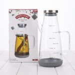 750ml Borosilicate Glass Oil and Vinegar Cruet Jug with Integrated Handle, Measurement Markings, and Stainless Steel Lid - 1900-78 - Image 3