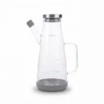 750ml Borosilicate Glass Oil and Vinegar Cruet Jug with Integrated Handle, Measurement Markings, and Stainless Steel Lid - 1900-78