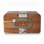 Danny Home Black Iron Bread Box with Acacia Wood Magnetic Lid (ZYB224)