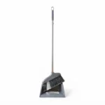 High-Performance 26x80cm Long-Handled Broom and 25x90cm Upright Dustpan Set with Interlocking Storage Clips and Flagged Debris-Trapping Bristles (DM23-137)