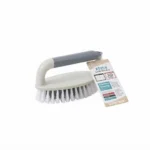 Premium 15x10x6.5cm Iron-Shaped Heavy-Duty Scrub Brush with Non-Slip Rubberized Grip and Stiff Synthetic Bristles (DM23-105)