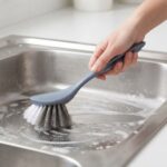 BrushHigh-Performance 27x7.5cm Long-Handled Dish Brush with Non-Scratch Nylon Scrubbing Bristles and Integrated Scraper Tip (DM23-112) - Image 2