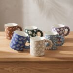 Charming White Floral Pattern Pastel Ceramic Coffee Mug with Sculptural Textured Bubble Accent Handle - SDM023-S115 - Image 2