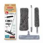 High-Performance 22x6.5x70cm Multi-Surface Cleaning Combo with Telescopic Pole and Interchangeable Microfiber Mop Duster System (DM23-119)