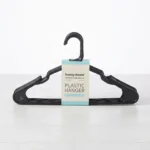 Premium 40.5cm Plastic Clothes Hangers 10-Pack with Integrated Accessory Hooks and Space-Saving Profile (PH034B-10)