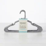 Premium 40.5cm Plastic Clothes Hangers 10-Pack with Integrated Accessory Hooks and Space-Saving Profile (PH034G-10)