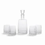 Danny Home 5-Piece Premium Glass Whiskey Decanter Set – Elegant 1000ml Liquor Carafe with 4 Matching Old Fashioned Tumbler Glasses (CB-15)