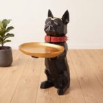 Geometric French Bulldog Floor Statue with Gold Serving Tray (59cm) | SKU: FM35-36 - Image 2