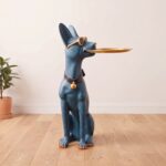 Faceted Doberman Floor Statue Side Table with Storage Tray (75.5cm) | SKU: FM13-24 - Image 3