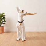 Faceted Doberman Floor Statue Side Table with Storage Tray (75.5cm) | SKU: FM13-24 - Image 2