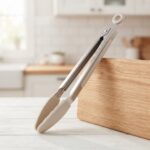 Danny Home 21cm Silicone Locking Kitchen Tongs – Heat-Resistant Non-Stick Stainless Steel Mini Utility Tongs (DH3598-WHITE) - Image 2