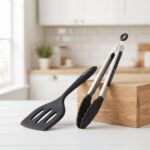 Danny Home Silicone Food Tong and Slotted Turner Utensil Set 2-Piece - DH3909-BLACK - Image 2