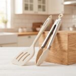 Danny Home 2-Piece Silicone Food Tong & Slotted Turner Set – Heat-Resistant Non-Stick Kitchen Utensils (DH3909-WHITE) - Image 2