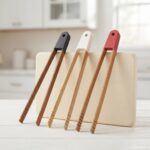 Premium 35cm Tri-Color Wooden Cooking Tongs – Extra-Long Chopstick-Style Kitchen Serving Tongs (Model DH3878-RBW) - Image 2