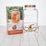 4L Glass Beverage Drinks Dispenser with Leak-Proof Rose Gold Tap, Metal Screw Lid, and Elevated Wire Iron Stand - WTJ18 - Image 3