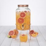 4L Glass Beverage Drinks Dispenser with Leak-Proof Rose Gold Tap, Metal Screw Lid, and Elevated Wire Iron Stand - WTJ18 - Image 2