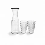 7-Piece 1L Glass Juice Carafe Pitcher and Textured Tumbler Drinking Cup Beverage Serving Set with Airtight Lid - SD-018