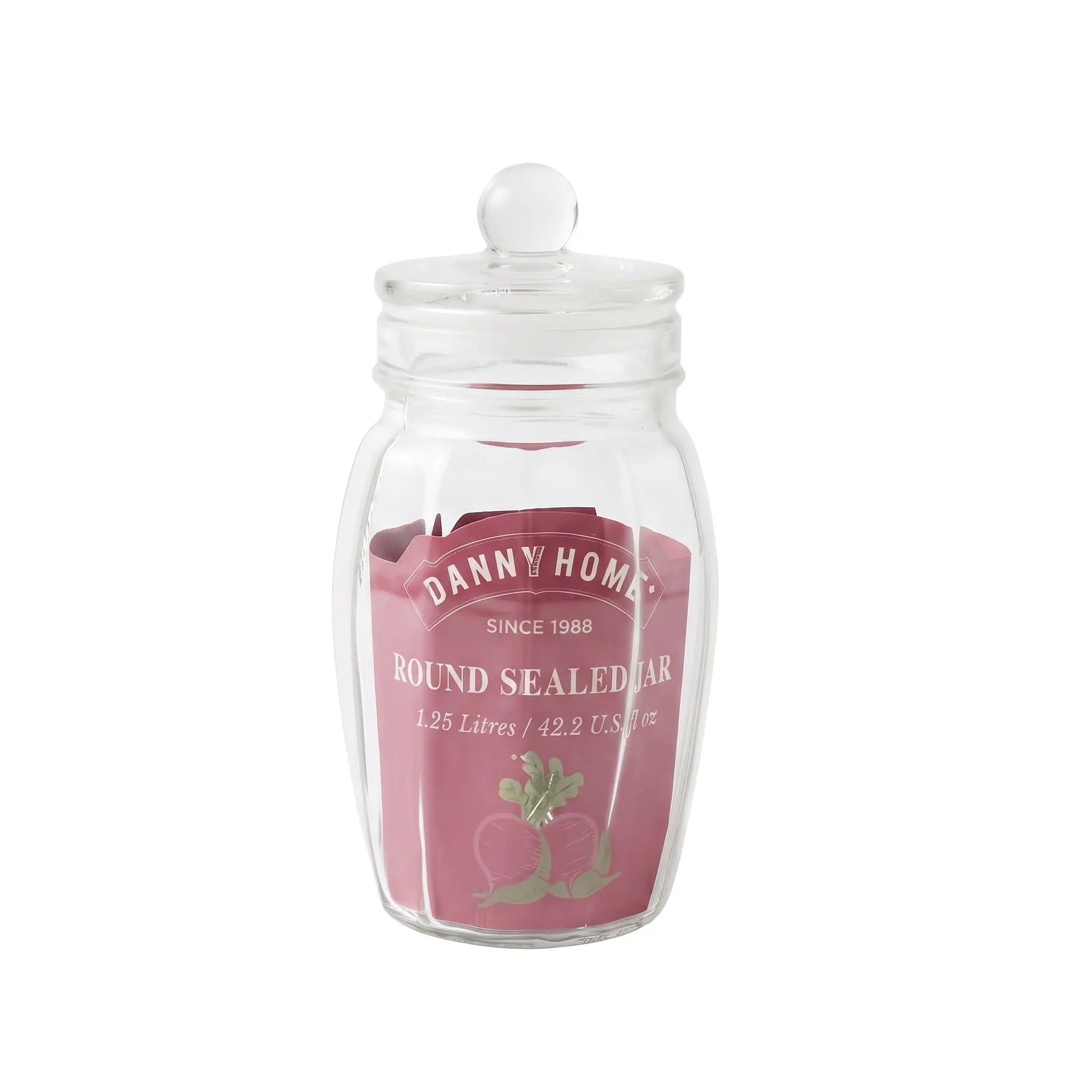 Glass-Sealed-Jar-1250ml_Kitchenware_11860_3.webp Danny Home 1.25L Sealed Glass Jar with Airtight Knob Lid - SKU 1988-195 - Image 1