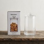 Danny Home Clear Glass Cylindrical Storage Canister with Flat Lid – Premium 23cm Minimalist Kitchen Organizer, Modern Aesthetic Pantry Cookie Jar (CB-200) - Image 3