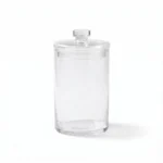 Danny Home Clear Glass Cylindrical Storage Canister with Flat Lid – Premium 23cm Minimalist Kitchen Organizer, Modern Aesthetic Pantry Cookie Jar (CB-200)