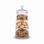 Danny Home 3-Tier Stackable Clear Glass Storage Jar – Premium 29cm Ribbed Tower Canister, Decorative Accent Apothecary Countertop Urn (CB-54) - Image 2