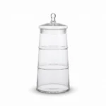 Danny Home 3-Tier Stackable Clear Glass Storage Jar – Premium 29cm Ribbed Tower Canister, Decorative Accent Apothecary Countertop Urn (CB-54)
