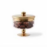 Danny Home Luxury Wide Glass Storage Jar with Gold Lid – Premium 18cm Pedestal Apothecary Bowl, Decorative Candy Urn & Serving Dish (CB-202) - Image 2