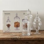 Danny Home 3-Piece Clear Glass Apothecary Storage Jar Set – Elegant Decorative Accent Canisters, Multi-Shape Candy Buffet Urn Collection (CB-208) - Image 3