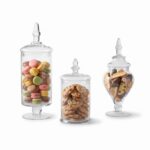 Danny Home 3-Piece Clear Glass Apothecary Storage Jar Set – Elegant Decorative Accent Canisters, Multi-Shape Candy Buffet Urn Collection (CB-208) - Image 2
