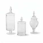 Danny Home 3-Piece Clear Glass Apothecary Storage Jar Set – Elegant Decorative Accent Canisters, Multi-Shape Candy Buffet Urn Collection (CB-208)