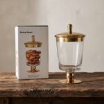 Danny Home Luxury Glass Storage Jar with Metallic Gold Lid – Elegant 24cm Pedestal Apothecary Canister, Decorative Accent Candy Urn (CB-204) - Image 3