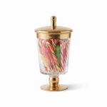Danny Home Luxury Glass Storage Jar with Metallic Gold Lid – Elegant 24cm Pedestal Apothecary Canister, Decorative Accent Candy Urn (CB-204) - Image 2