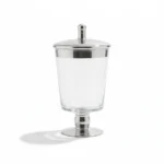 Danny Home Minimalist Glass Storage Jar with Metallic Silver Lid – Premium 24cm Pedestal Apothecary Canister, Decorative Accent Candy Urn (CB-203)