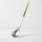 33cm Stainless Steel Toothed Spaghetti Server and Pasta Spoon with Elegant Gold Tapered Handle - DH3363-GOLD - Image 2