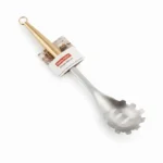 33cm Stainless Steel Toothed Spaghetti Server and Pasta Spoon with Elegant Gold Tapered Handle - DH3363-GOLD