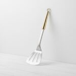34cm Stainless Steel Slotted Turner and Flat Grill Spatula with Elegant Gold Tapered Handle - DH3361-GOLD - Image 2