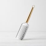 25cm Stainless Steel Handheld Flat Cheese Grater with Elegant Gold Tapered Handle - DH3364-GOLD - Image 2